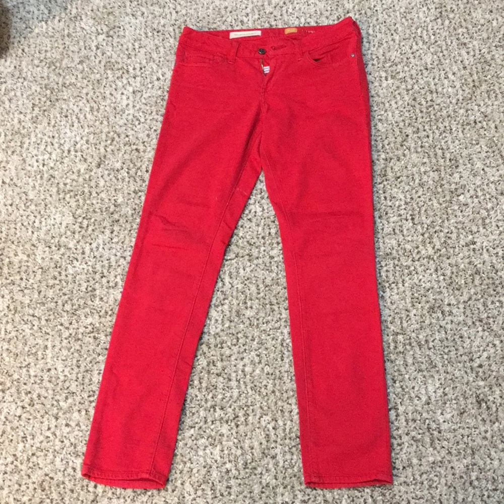 Red skinny jeans